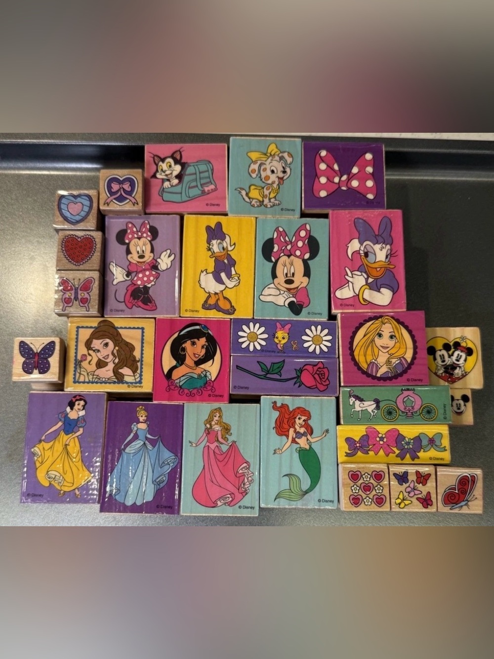 Lot of 28 Disney Princess & Friends Wood
Rubber Stamps Ariel Belle Jasmine